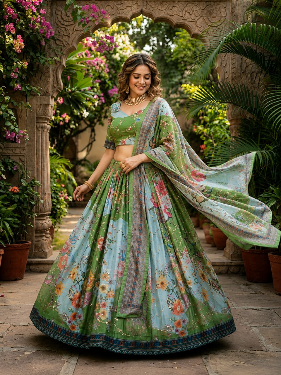 Festive Wear Tabby Silk Lehenga with Embroidered Dupatta