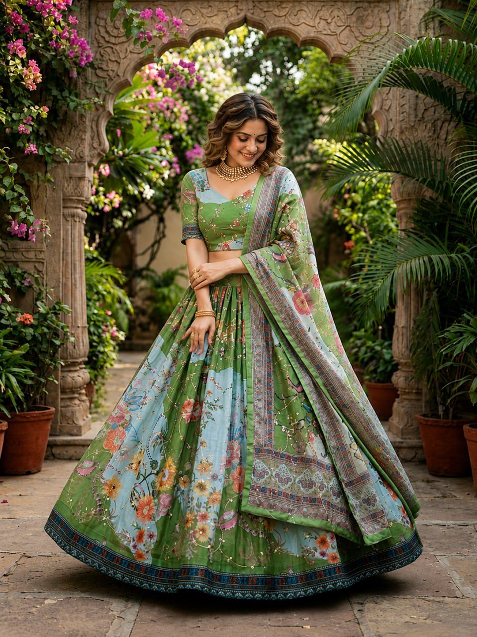 Festive Wear Tabby Silk Lehenga with Embroidered Dupatta