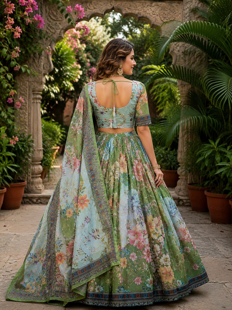 Festive Wear Tabby Silk Lehenga with Embroidered Dupatta