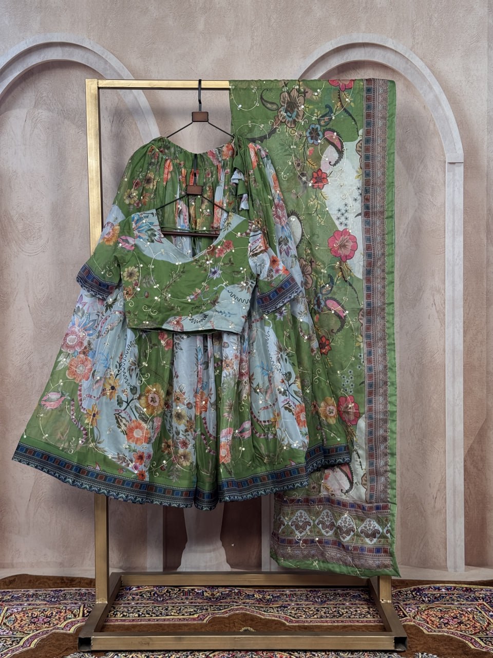 Festive Wear Tabby Silk Lehenga with Embroidered Dupatta