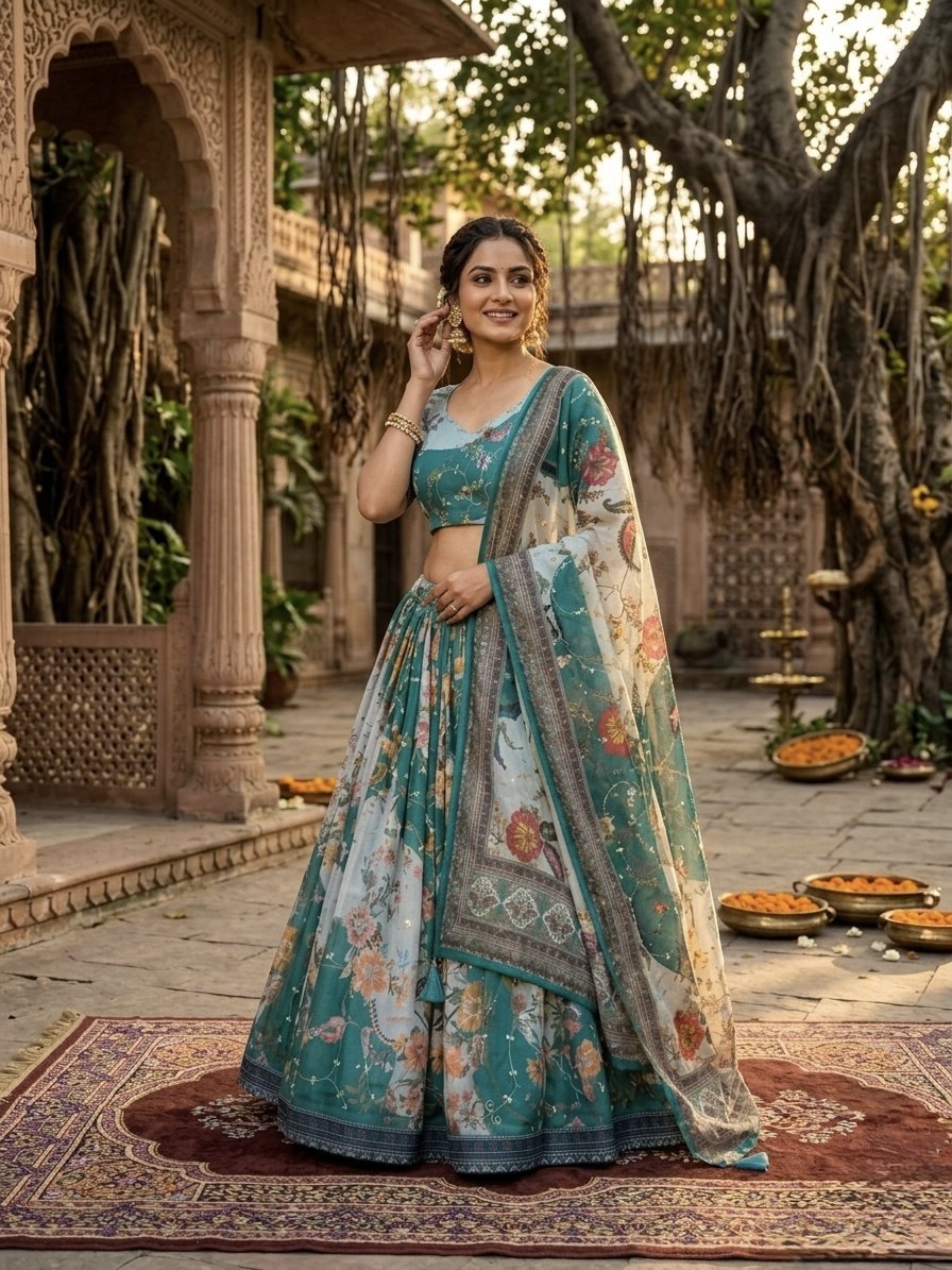 Designer Tabby Silk Lehenga Choli for Women