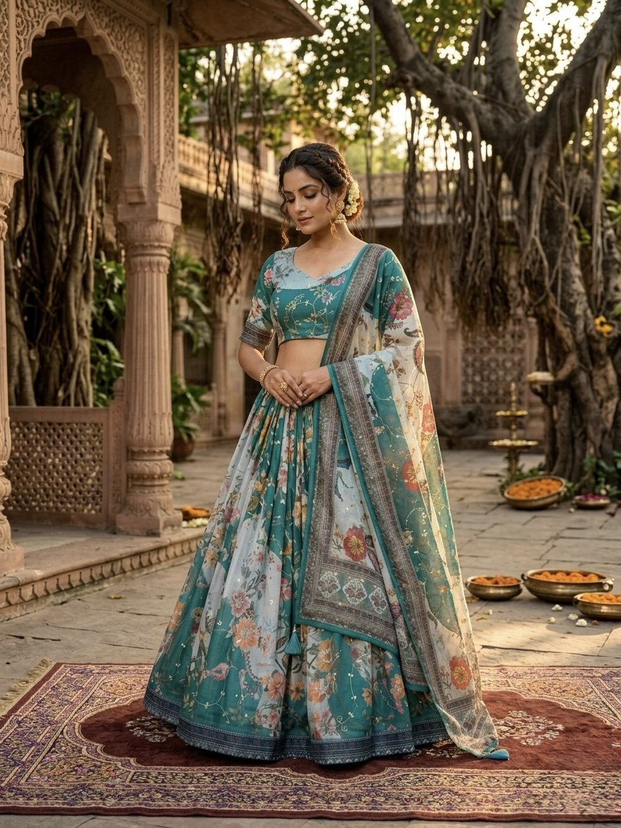 Designer Tabby Silk Lehenga Choli for Women