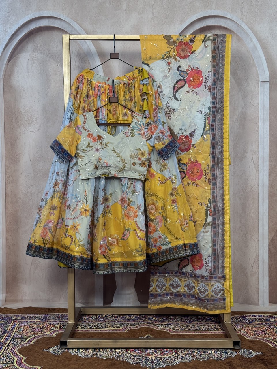 Women’s Tabby Silk Digital Print Lehenga Choli Set with Embroidery Work
