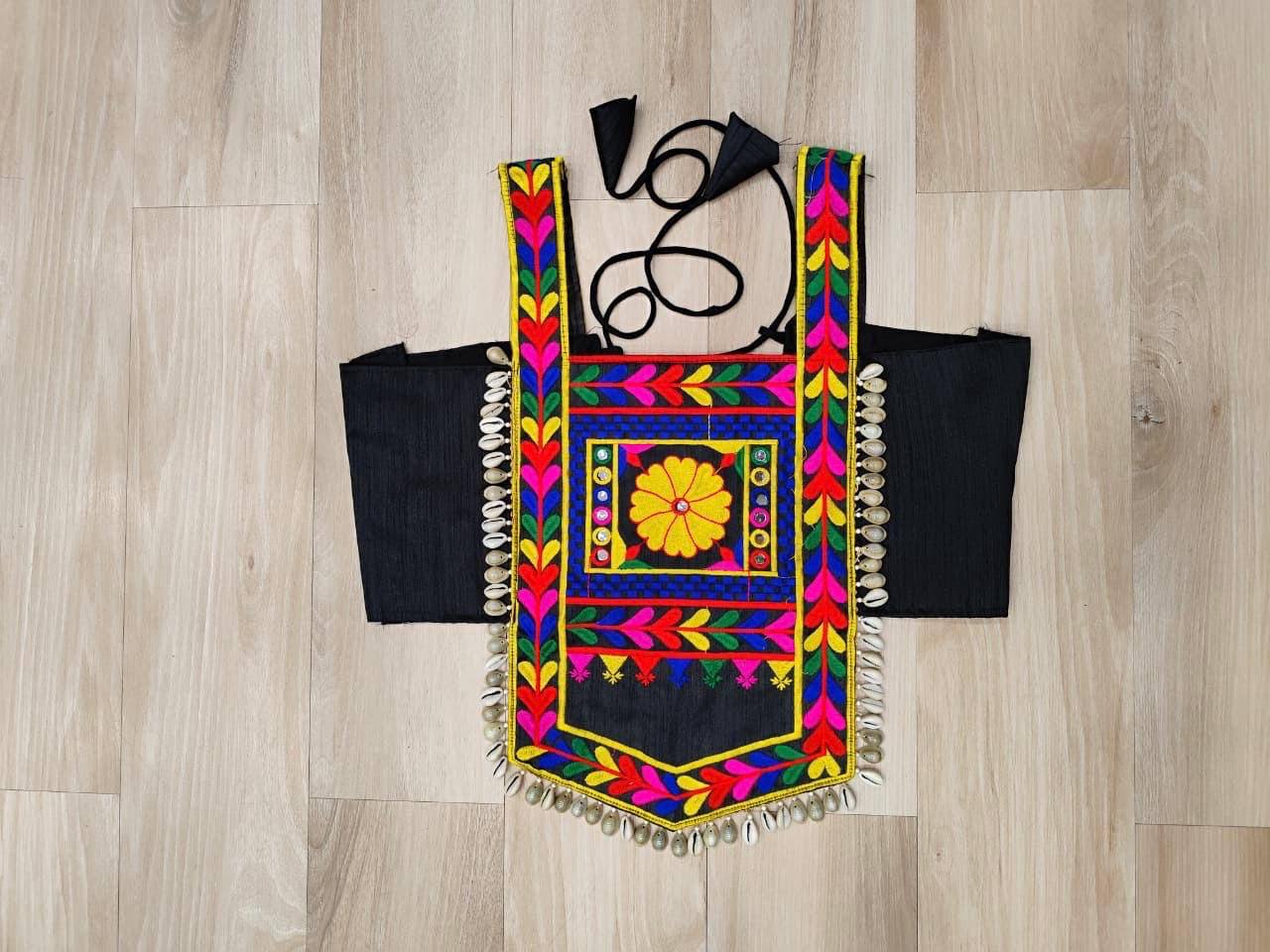 Designer Satin Kutchi Gamthi Embroidered Top for Women SurMira Fashion