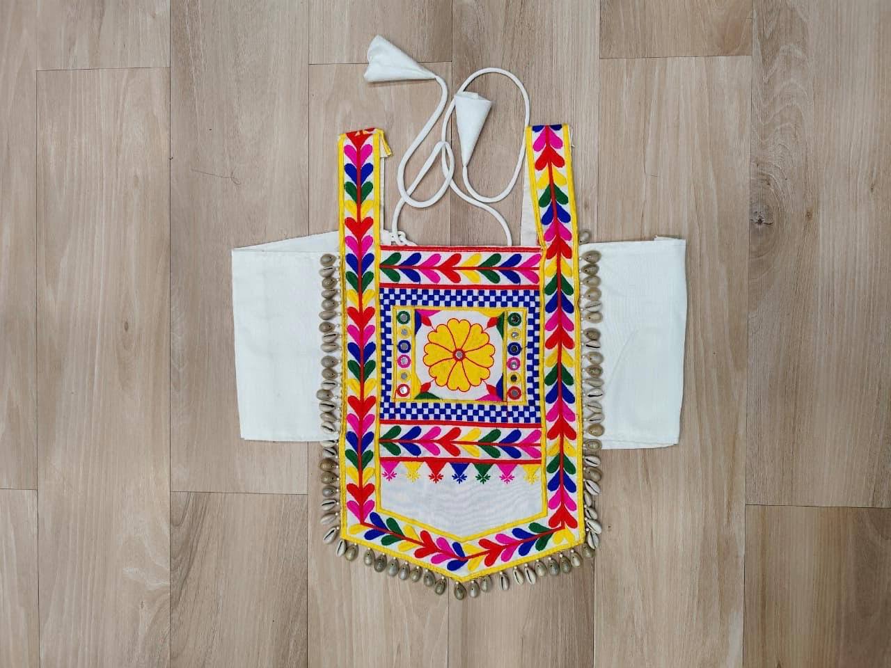 Designer Satin Kutchi Gamthi Embroidered Top for Women SurMira Fashion