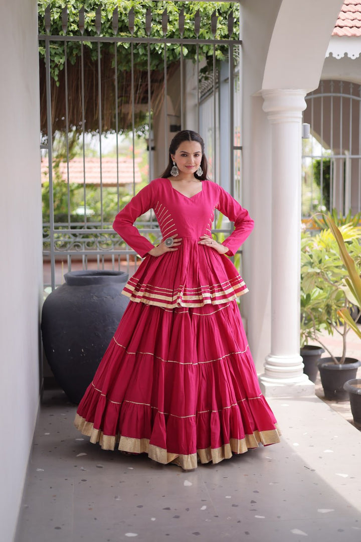 Women’s Cora Cotton Lehenga Choli Set with Gota Patti & Lace Work SurMira Fashion