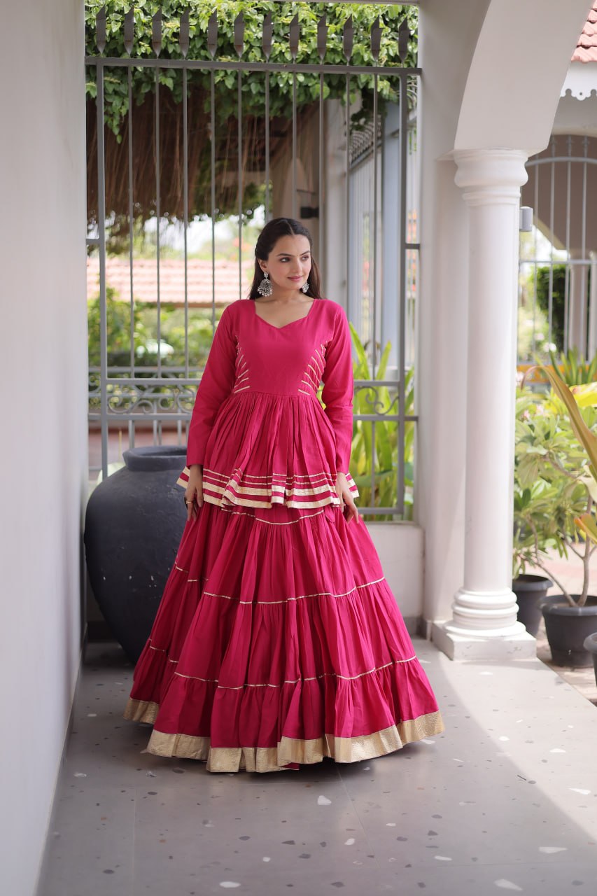 Women’s Cora Cotton Lehenga Choli Set with Gota Patti & Lace Work SurMira Fashion