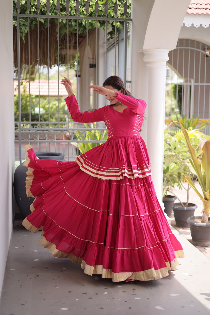 Women’s Cora Cotton Lehenga Choli Set with Gota Patti & Lace Work SurMira Fashion