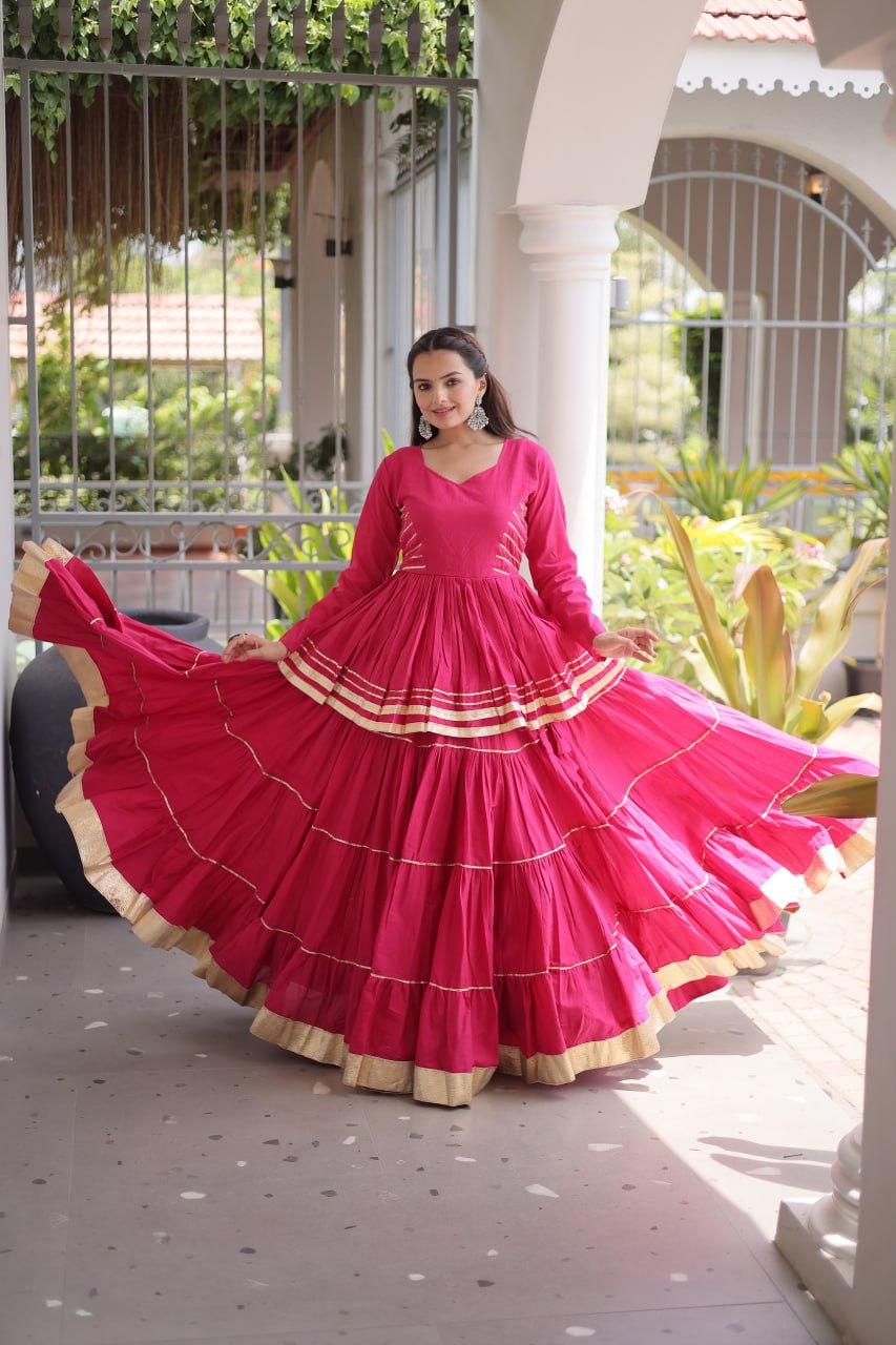 Women’s Cora Cotton Lehenga Choli Set with Gota Patti & Lace Work SurMira Fashion