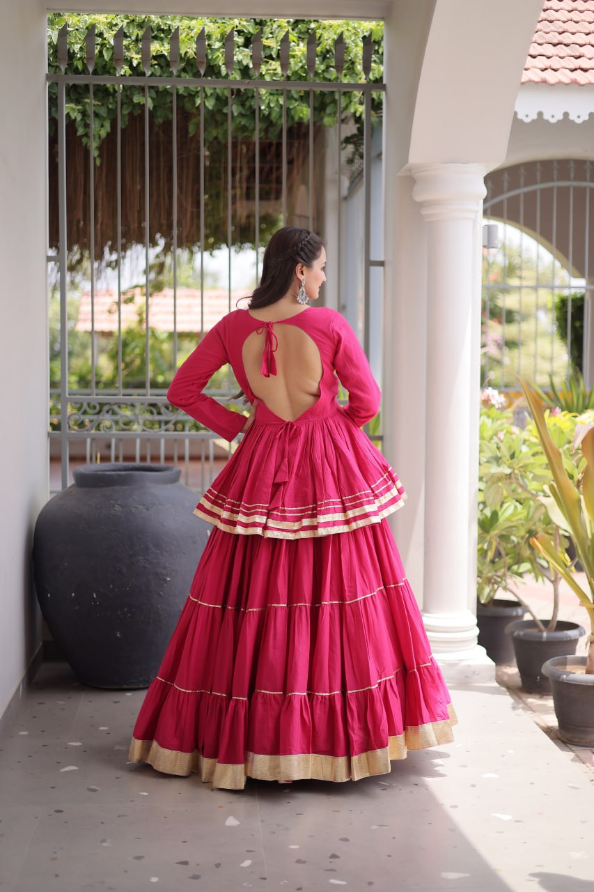 Women’s Cora Cotton Lehenga Choli Set with Gota Patti & Lace Work SurMira Fashion