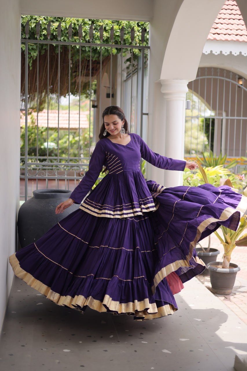 Women’s Cora Cotton Lehenga Choli Set with Gota Patti & Lace Work SurMira Fashion
