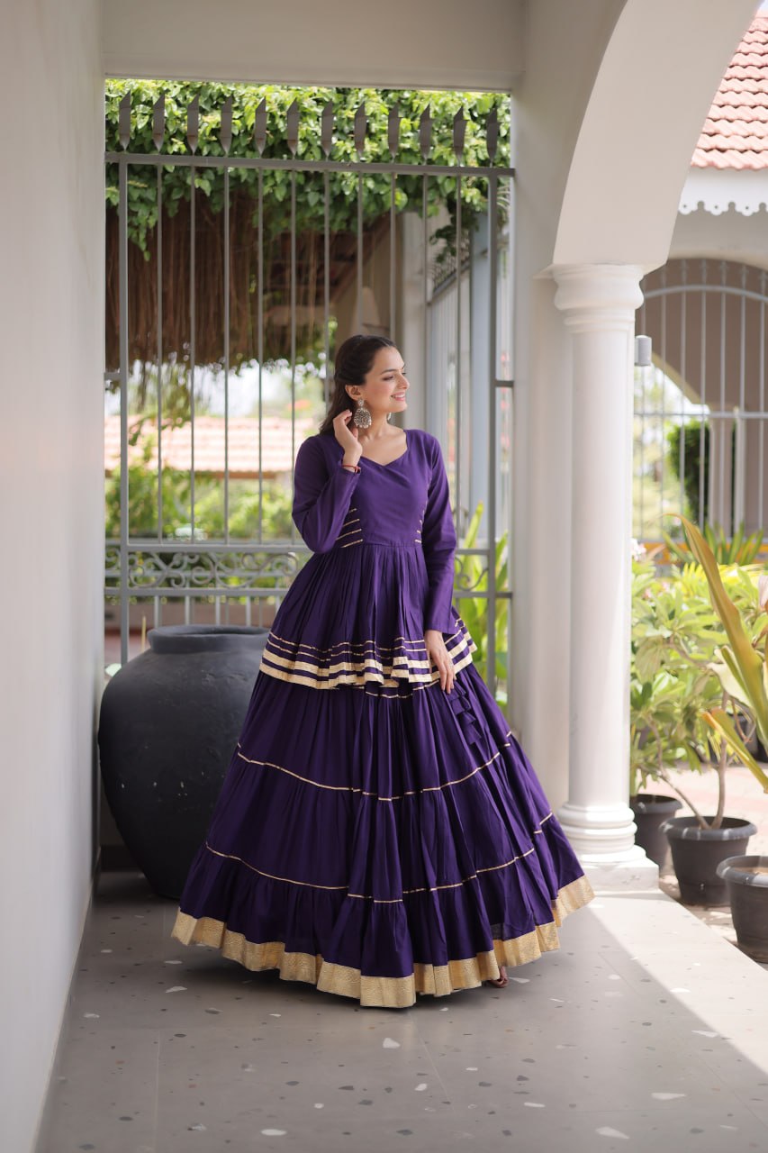 Women’s Cora Cotton Lehenga Choli Set with Gota Patti & Lace Work SurMira Fashion