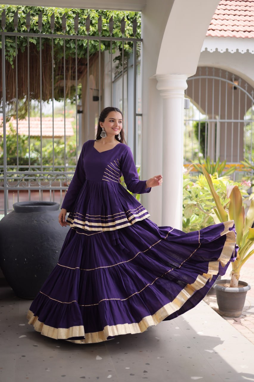 Women’s Cora Cotton Lehenga Choli Set with Gota Patti & Lace Work SurMira Fashion