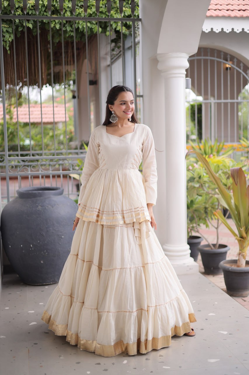 Women’s Cora Cotton Lehenga Choli Set with Gota Patti & Lace Work SurMira Fashion
