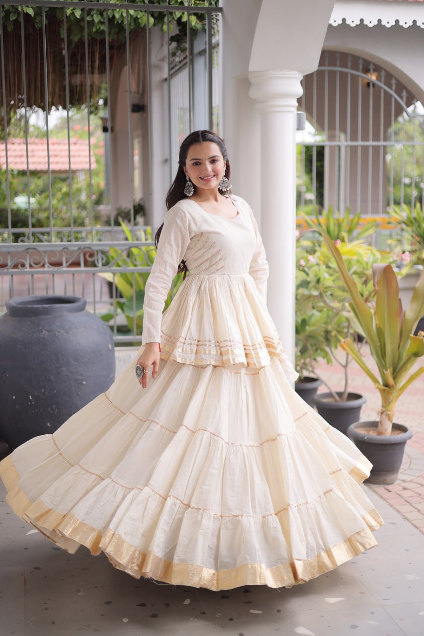 Women’s Cora Cotton Lehenga Choli Set with Gota Patti & Lace Work SurMira Fashion