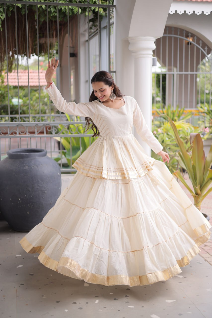 Women’s Cora Cotton Lehenga Choli Set with Gota Patti & Lace Work SurMira Fashion