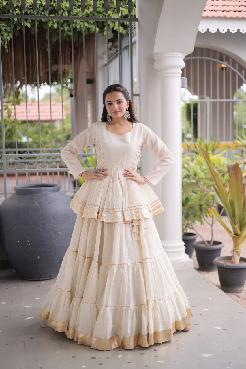 Women’s Cora Cotton Lehenga Choli Set with Gota Patti & Lace Work SurMira Fashion