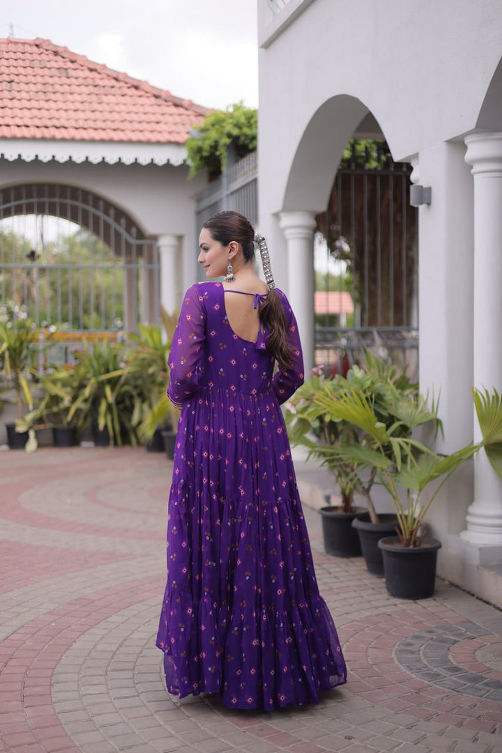 Premium Laheriya Print Gown with Kutchi Patchwork SurMira Fashion