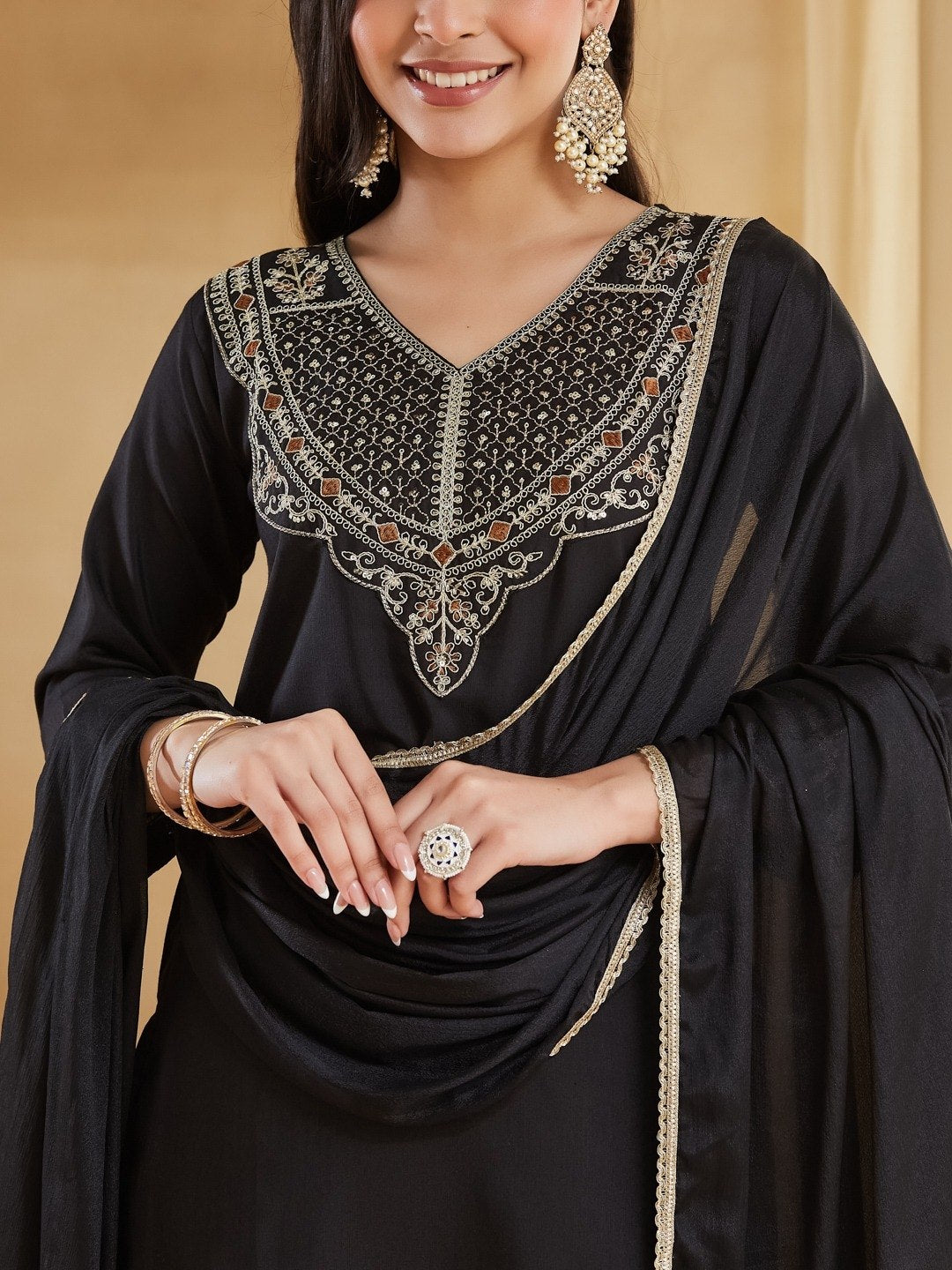 Women’s Pure Viscose Rayon Slub Kurti Pant Set with Sequence Cording Embroidery SurMira Fashion