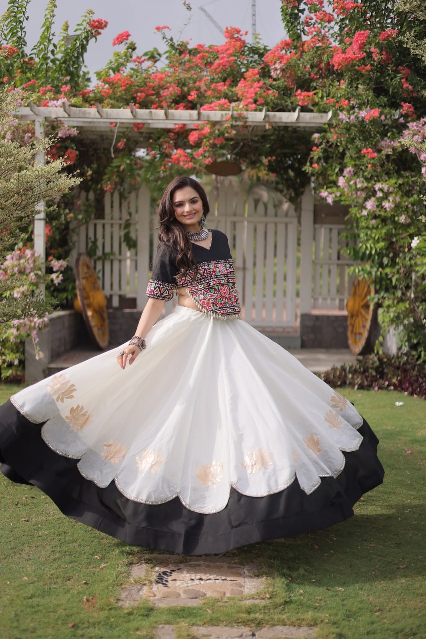 Traditional Garba & Dandiya Roman Silk Lehenga SurMira Fashion