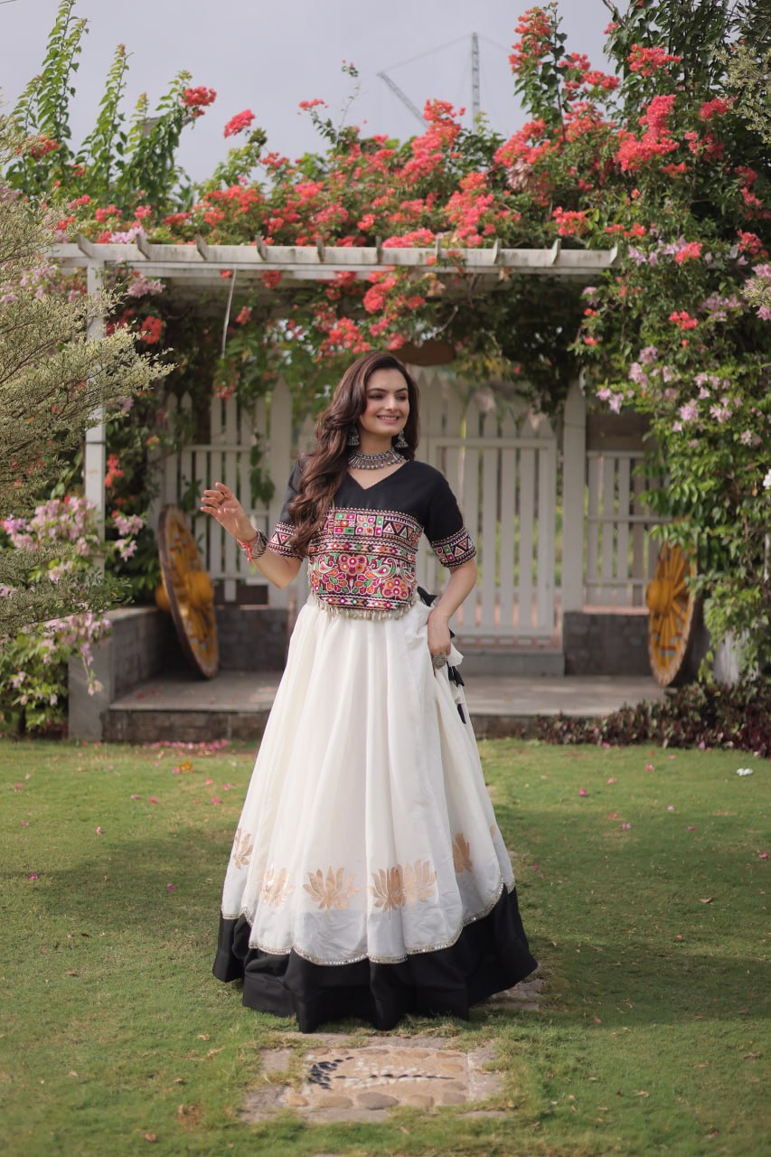 Traditional Garba & Dandiya Roman Silk Lehenga SurMira Fashion