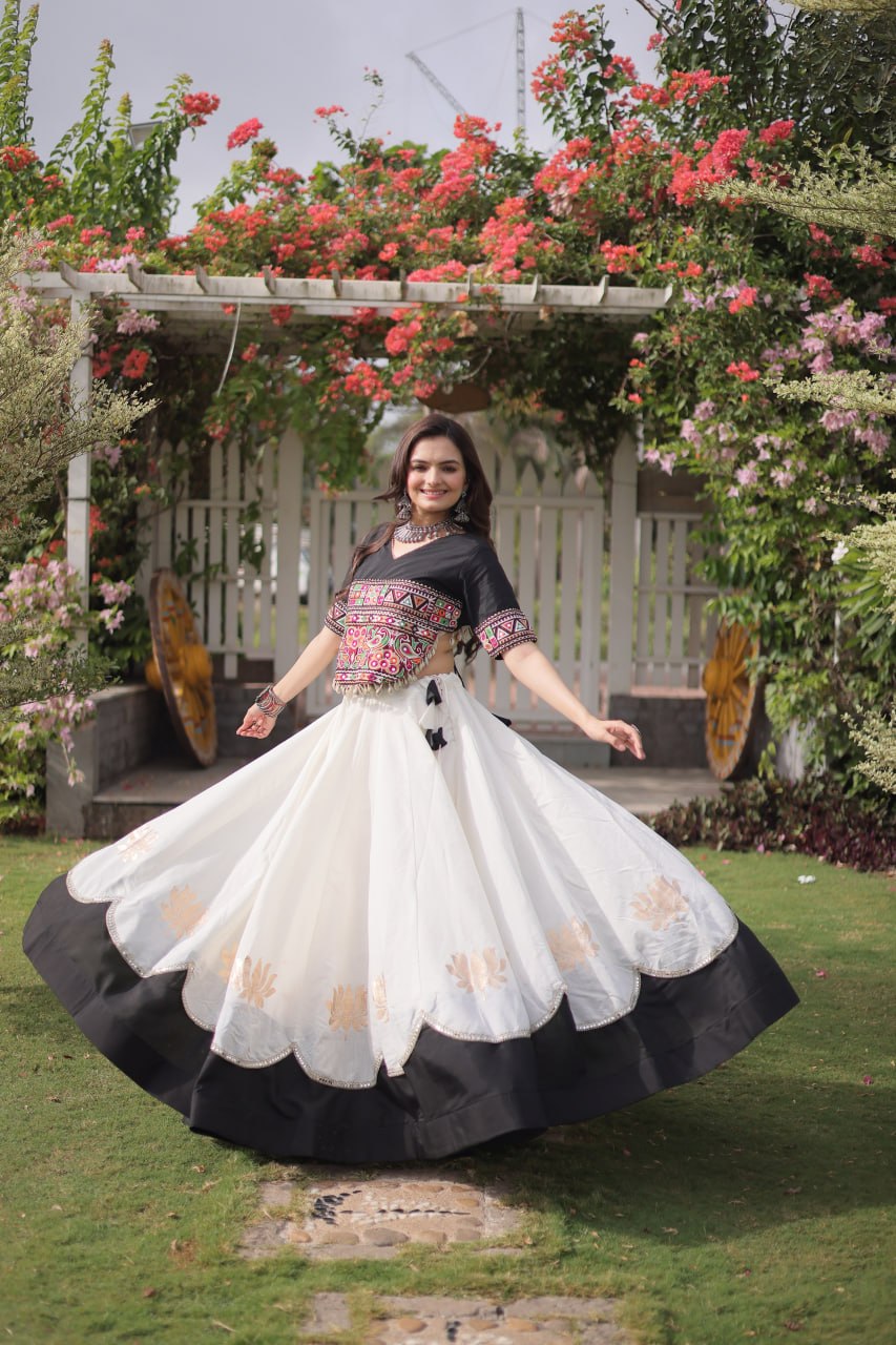 Traditional Garba & Dandiya Roman Silk Lehenga SurMira Fashion