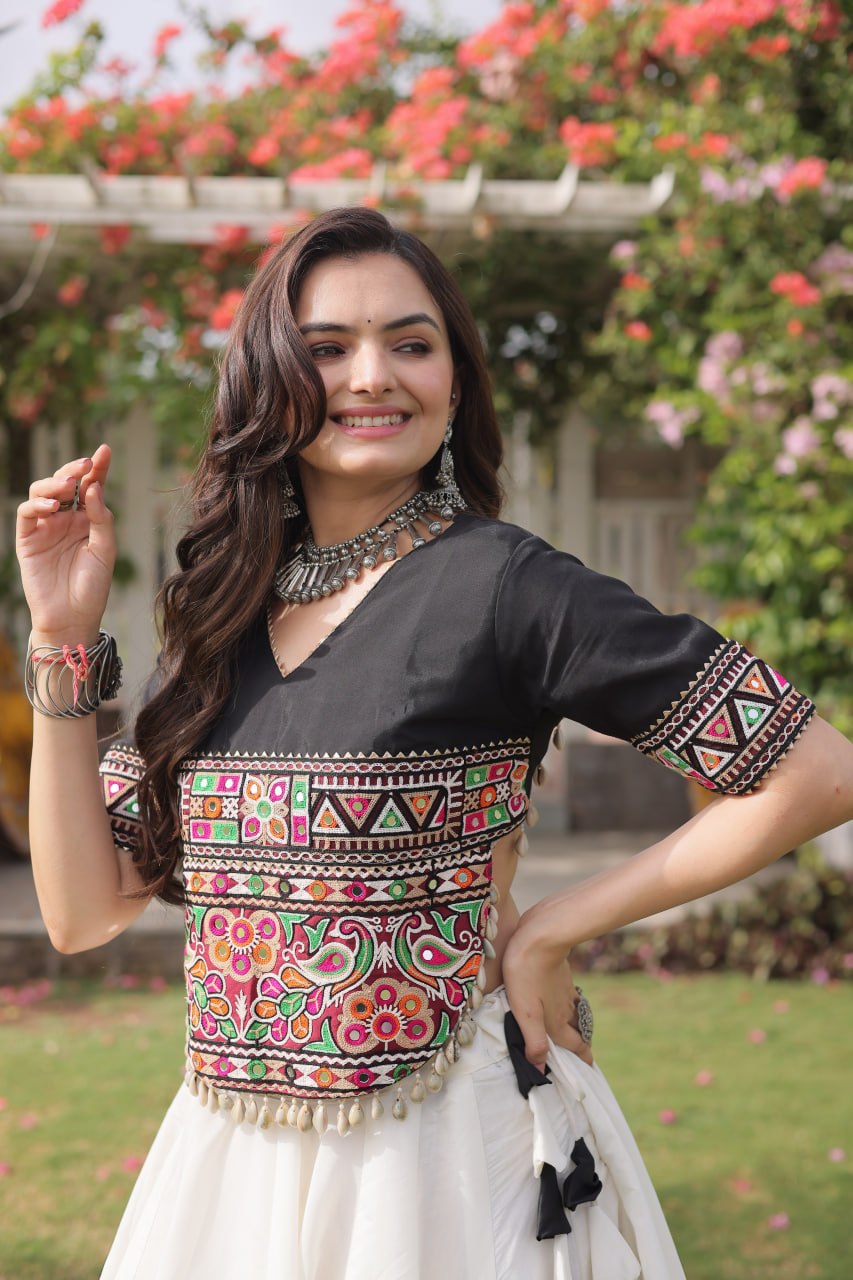 Traditional Garba & Dandiya Roman Silk Lehenga SurMira Fashion