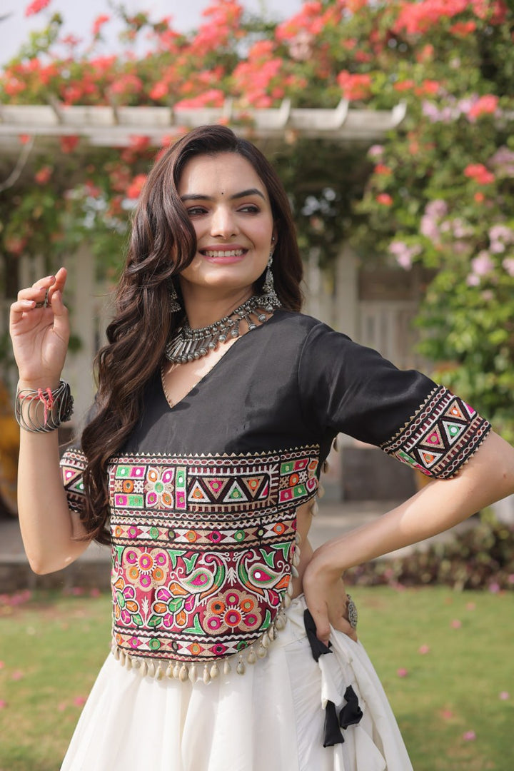 Traditional Garba & Dandiya Roman Silk Lehenga SurMira Fashion