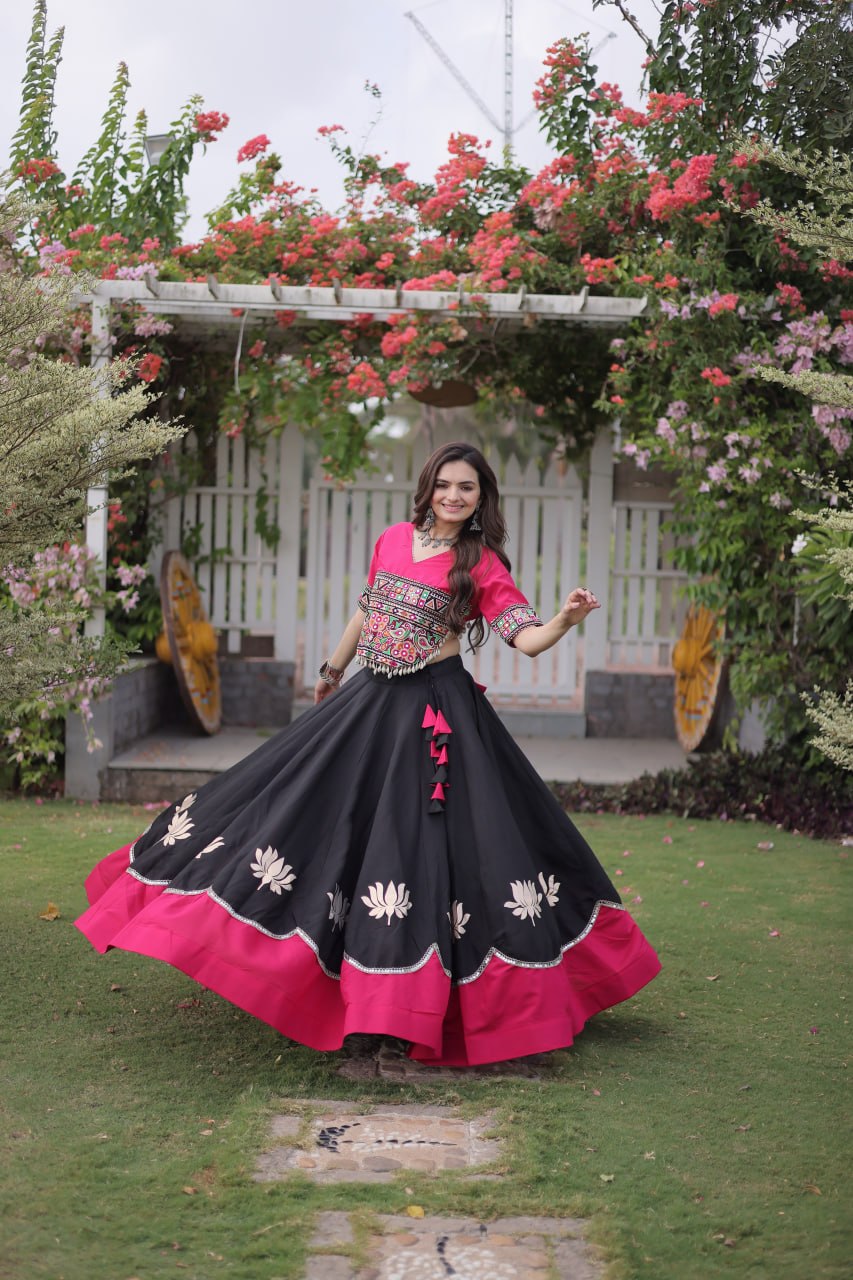 Navratri Special Roman Silk Lehenga Choli for Women SurMira Fashion