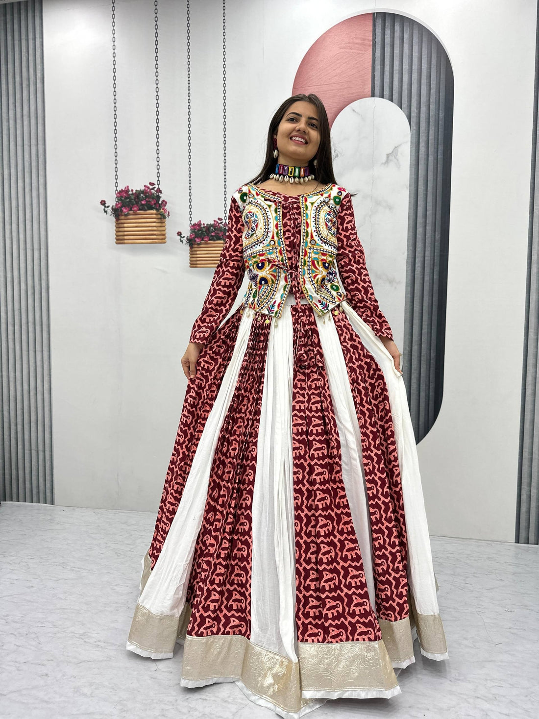 Women’s Pure Cotton Lehenga Choli with Gamathi Embroidery & 6 Meter Flair SurMira Fashion