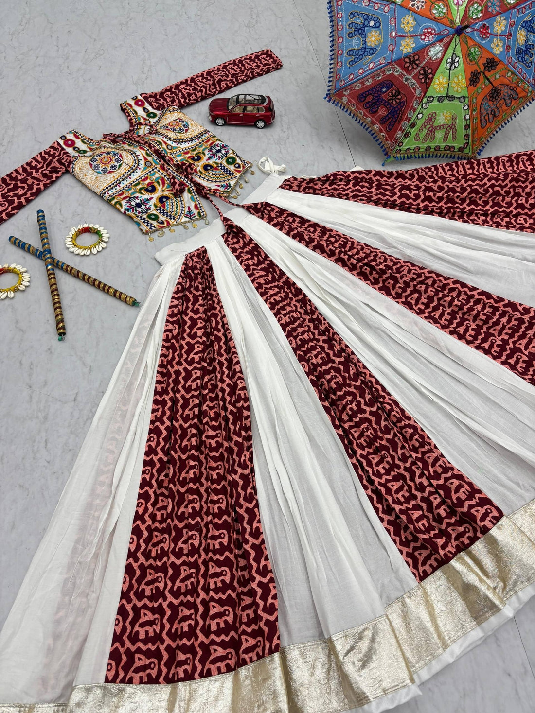 Women’s Pure Cotton Lehenga Choli with Gamathi Embroidery & 6 Meter Flair SurMira Fashion