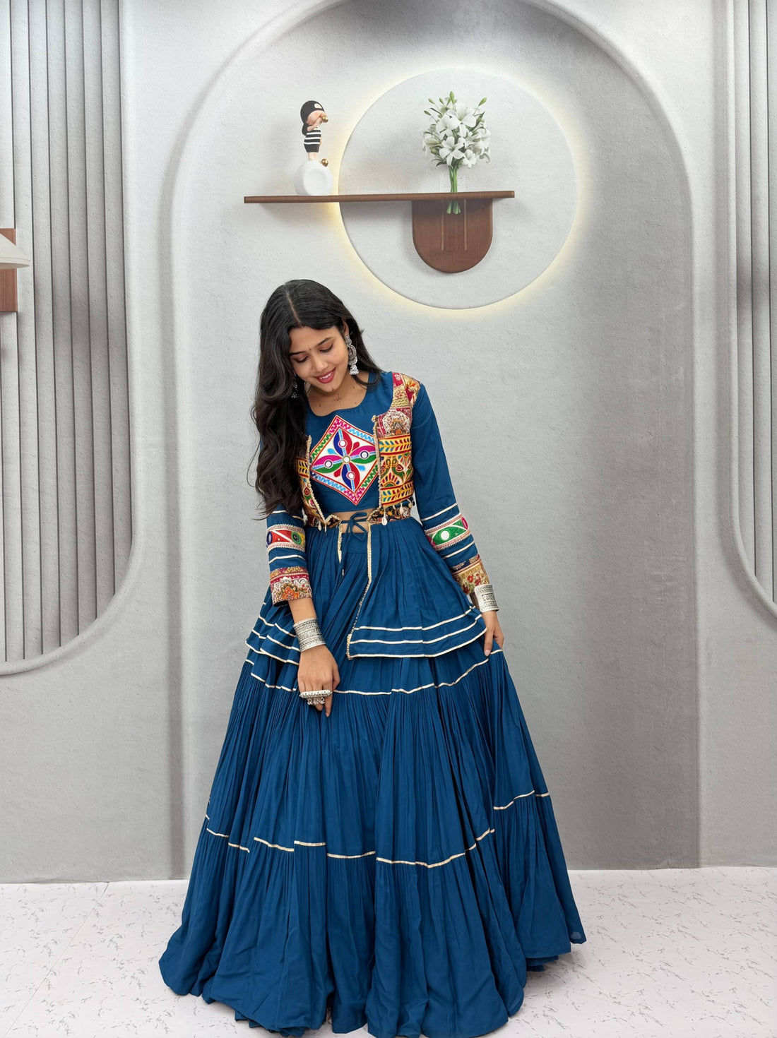 Women's Pure Cotton Lehenga Choli with Gamthi Work, Koti & 9 Meter Fla – SurMira Fashion
