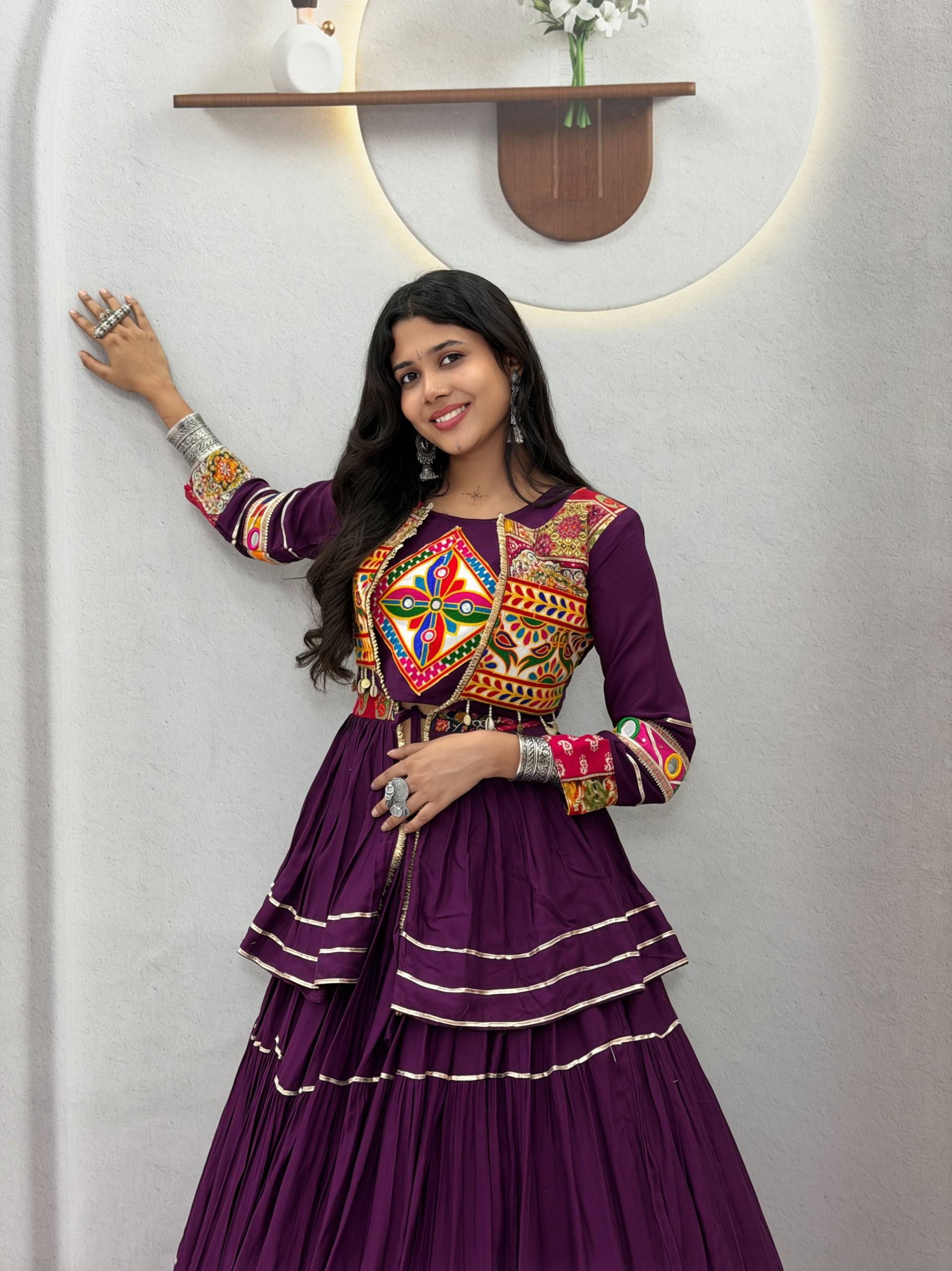 Women’s Pure Cotton Lehenga Choli with Gamthi Work, Koti & 9 Meter Flair SurMira Fashion