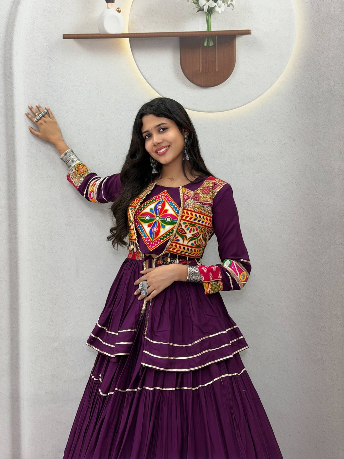 Women’s Pure Cotton Lehenga Choli with Gamthi Work, Koti & 9 Meter Flair SurMira Fashion