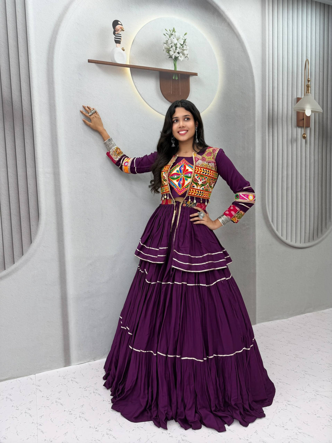 Women’s Pure Cotton Lehenga Choli with Gamthi Work, Koti & 9 Meter Flair SurMira Fashion