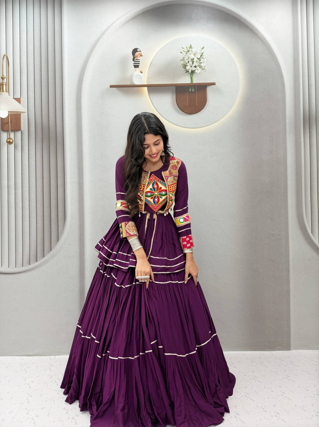 Women’s Pure Cotton Lehenga Choli with Gamthi Work, Koti & 9 Meter Flair SurMira Fashion