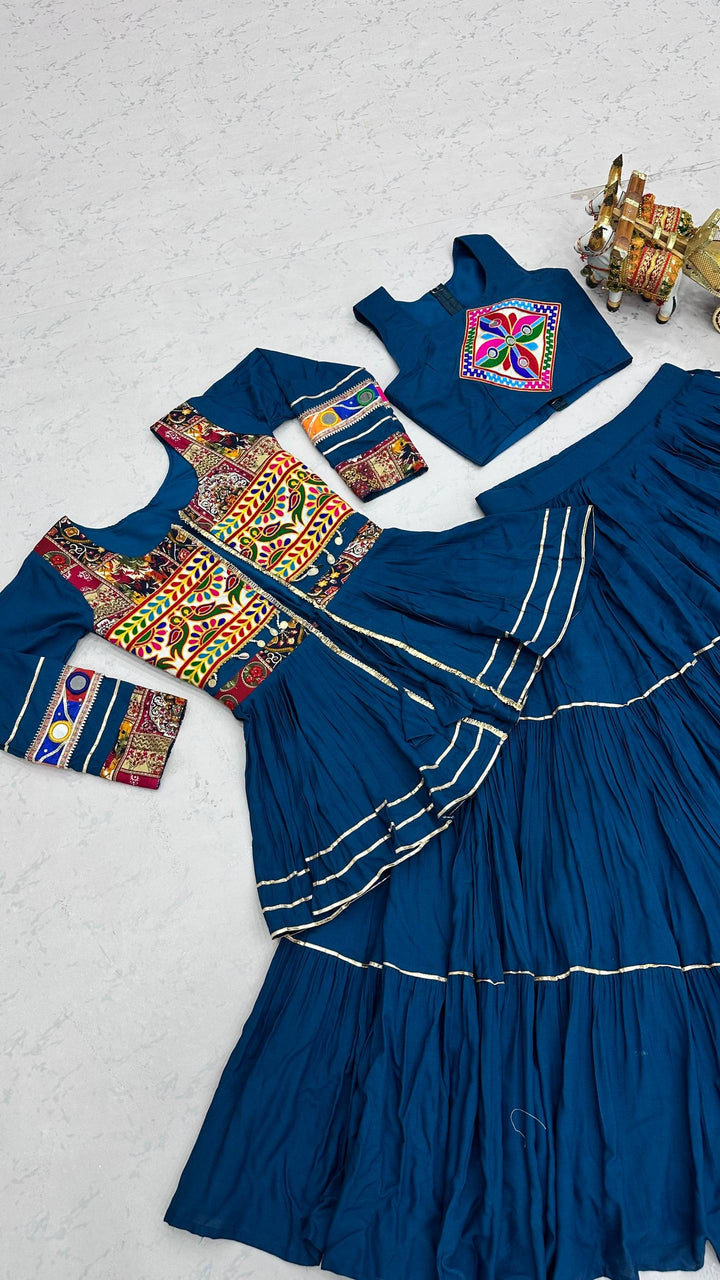 Women’s Pure Cotton Lehenga Choli with Gamthi Work, Koti & 9 Meter Flair SurMira Fashion