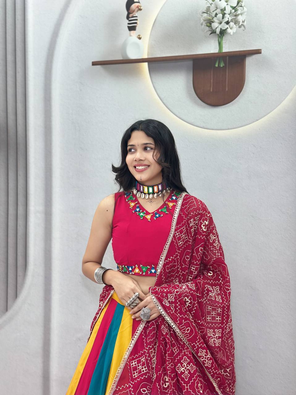 Premium Cotton Lehenga with Hand Mirror & Thread Work SurMira Fashion