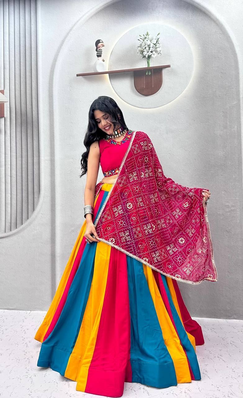 Premium Cotton Lehenga with Hand Mirror & Thread Work SurMira Fashion