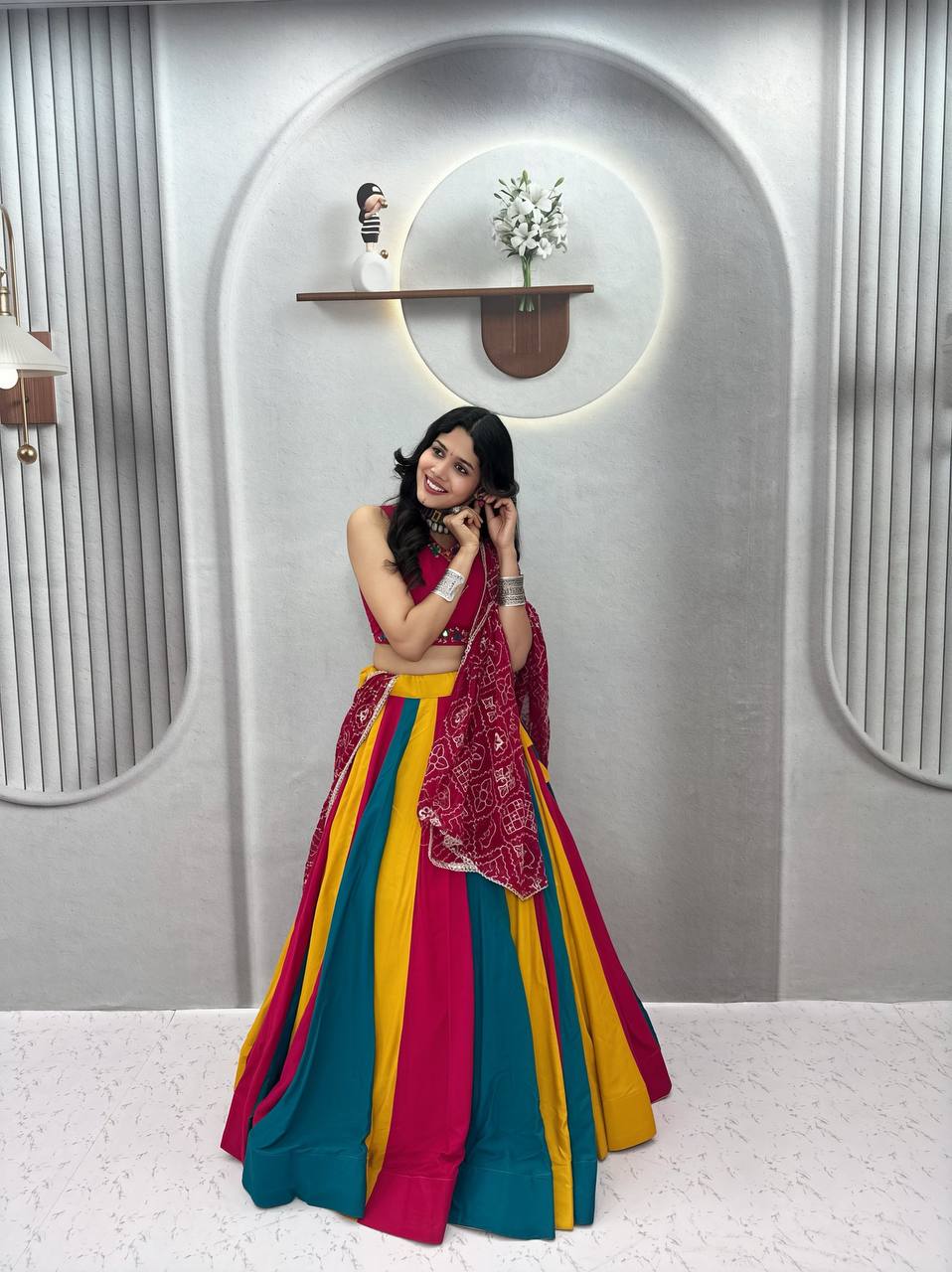 Premium Cotton Lehenga with Hand Mirror & Thread Work SurMira Fashion
