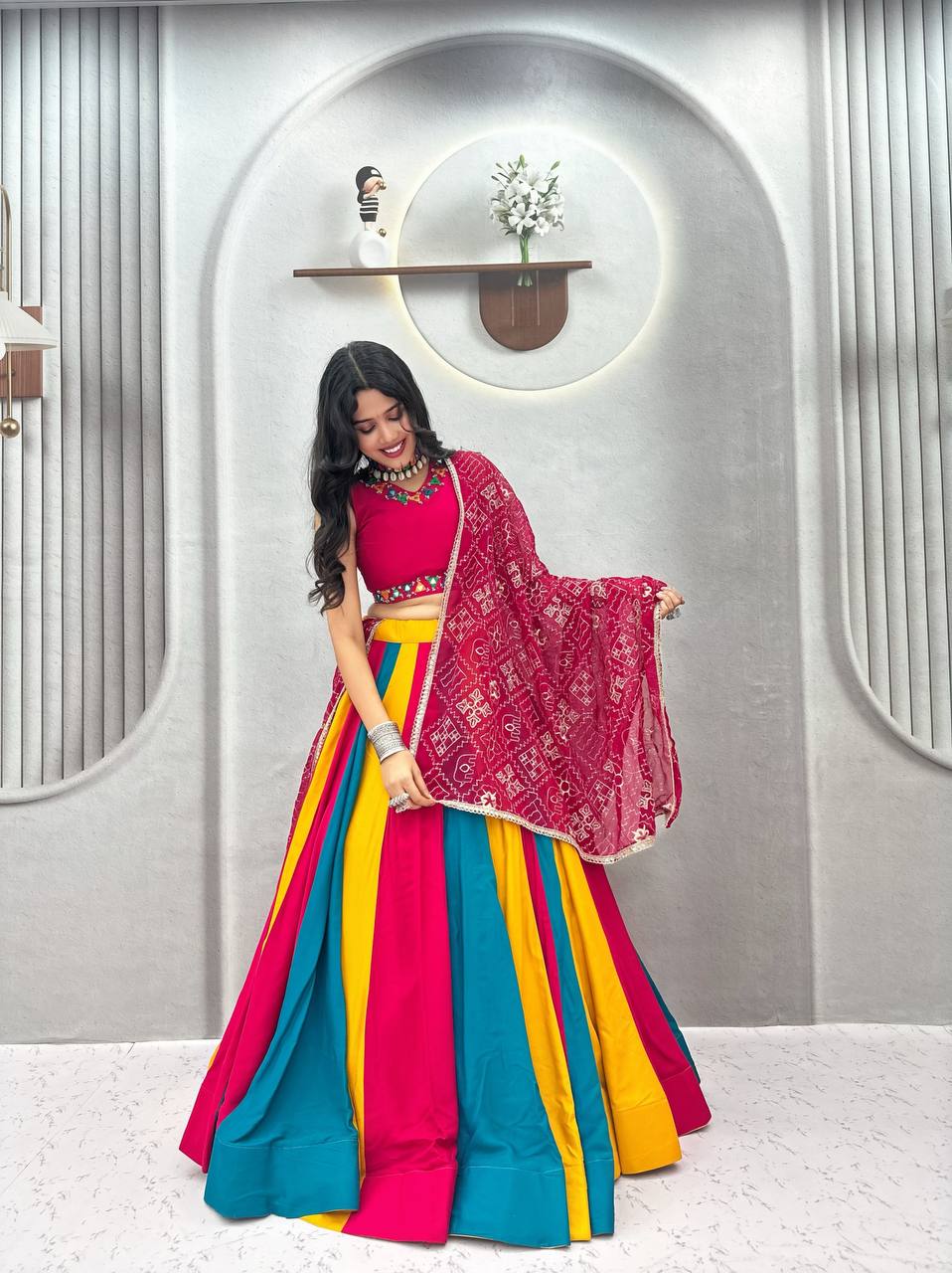 Premium Cotton Lehenga with Hand Mirror & Thread Work SurMira Fashion