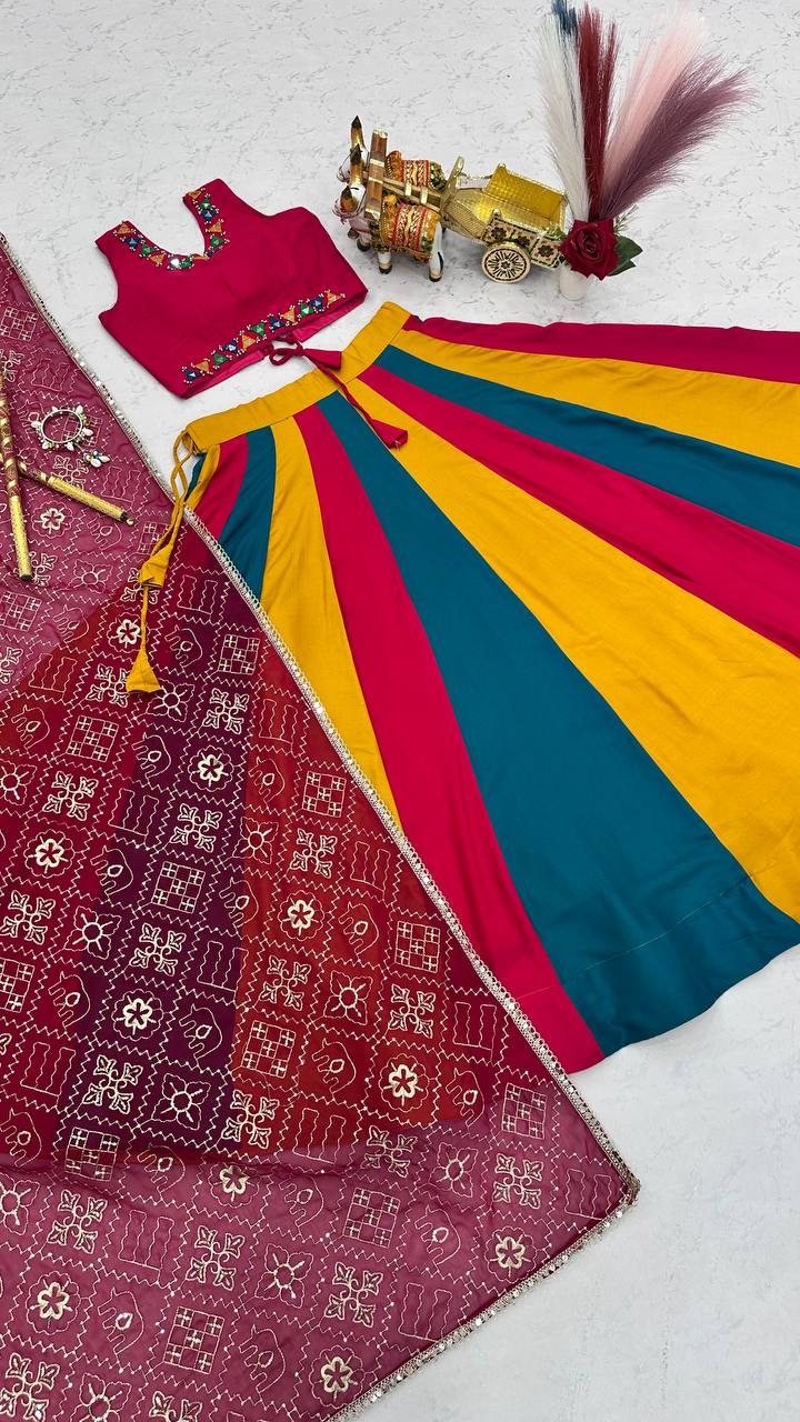 Premium Cotton Lehenga with Hand Mirror & Thread Work SurMira Fashion