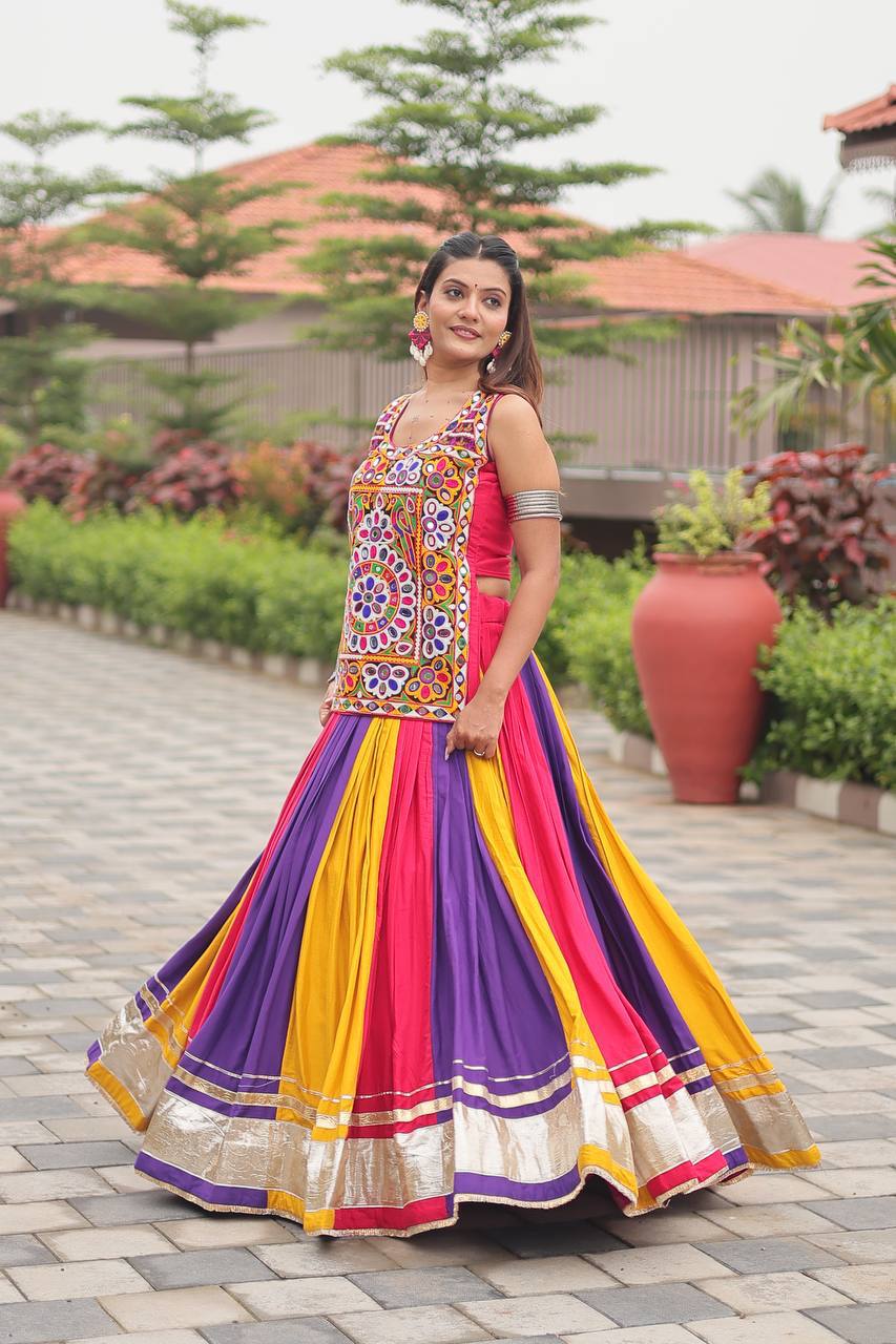 Navratri Special Cotton Lehenga with Real Mirror Work SurMira Fashion