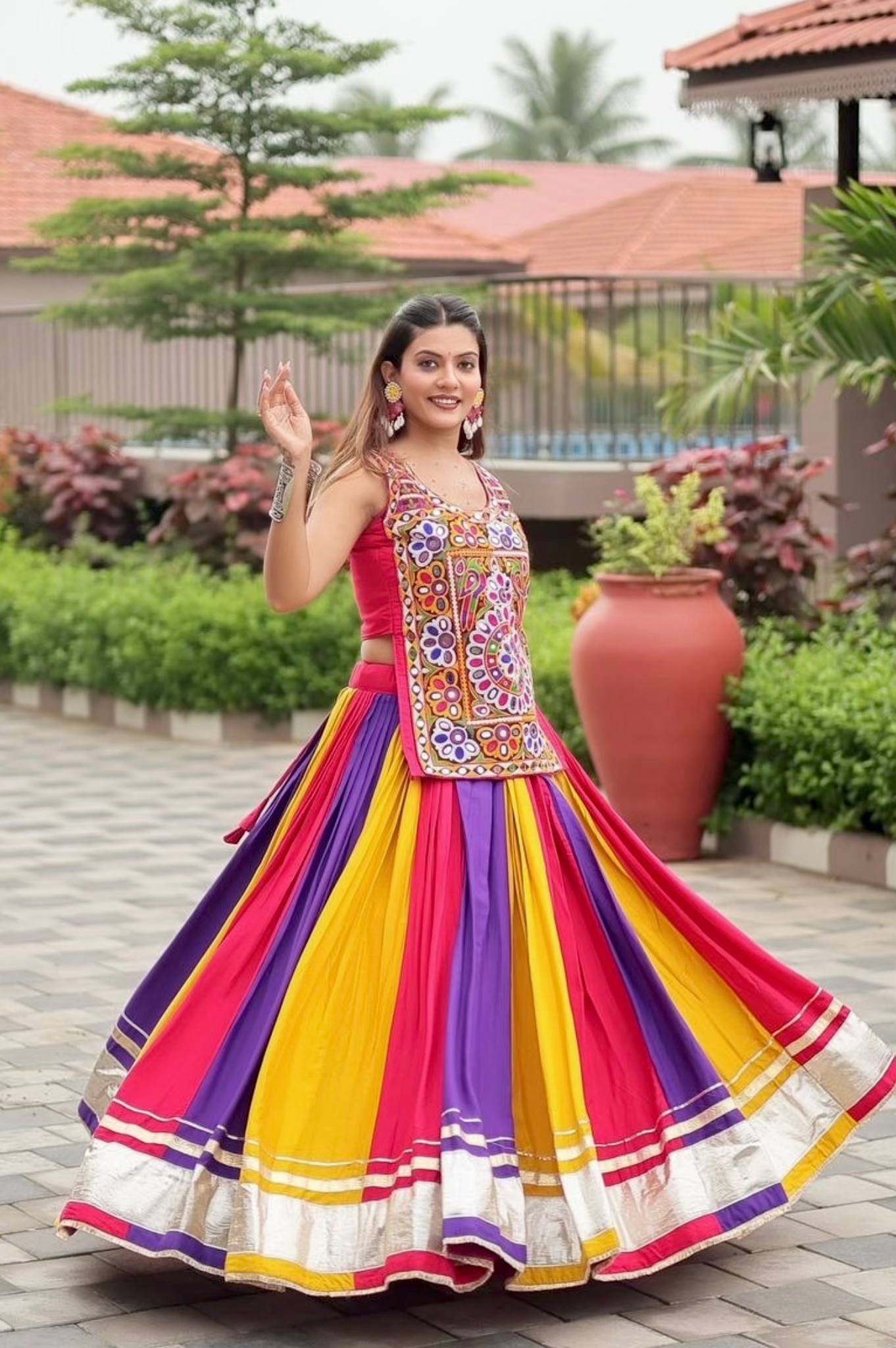Navratri Special Cotton Lehenga with Real Mirror Work SurMira Fashion