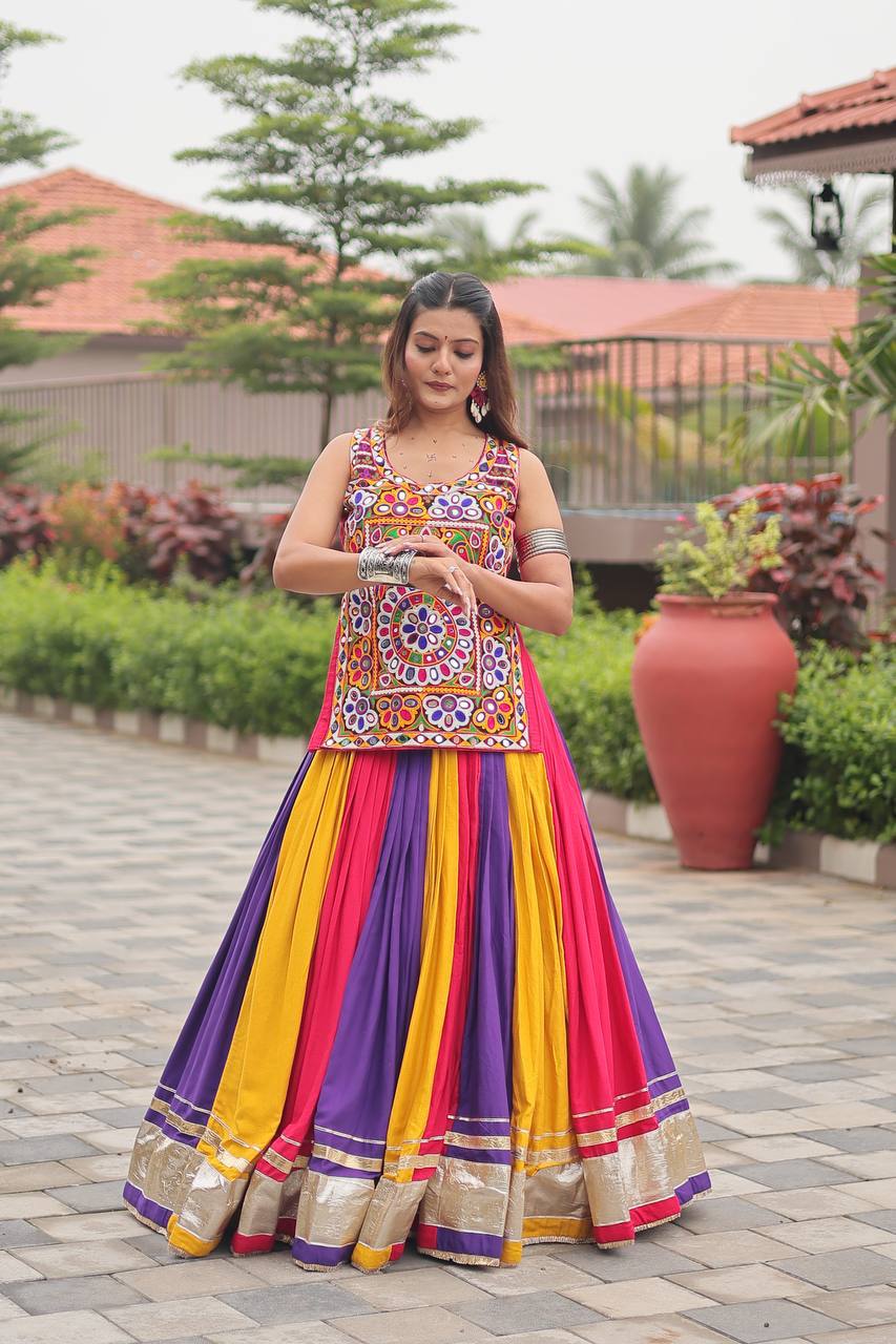 Navratri Special Cotton Lehenga with Real Mirror Work SurMira Fashion