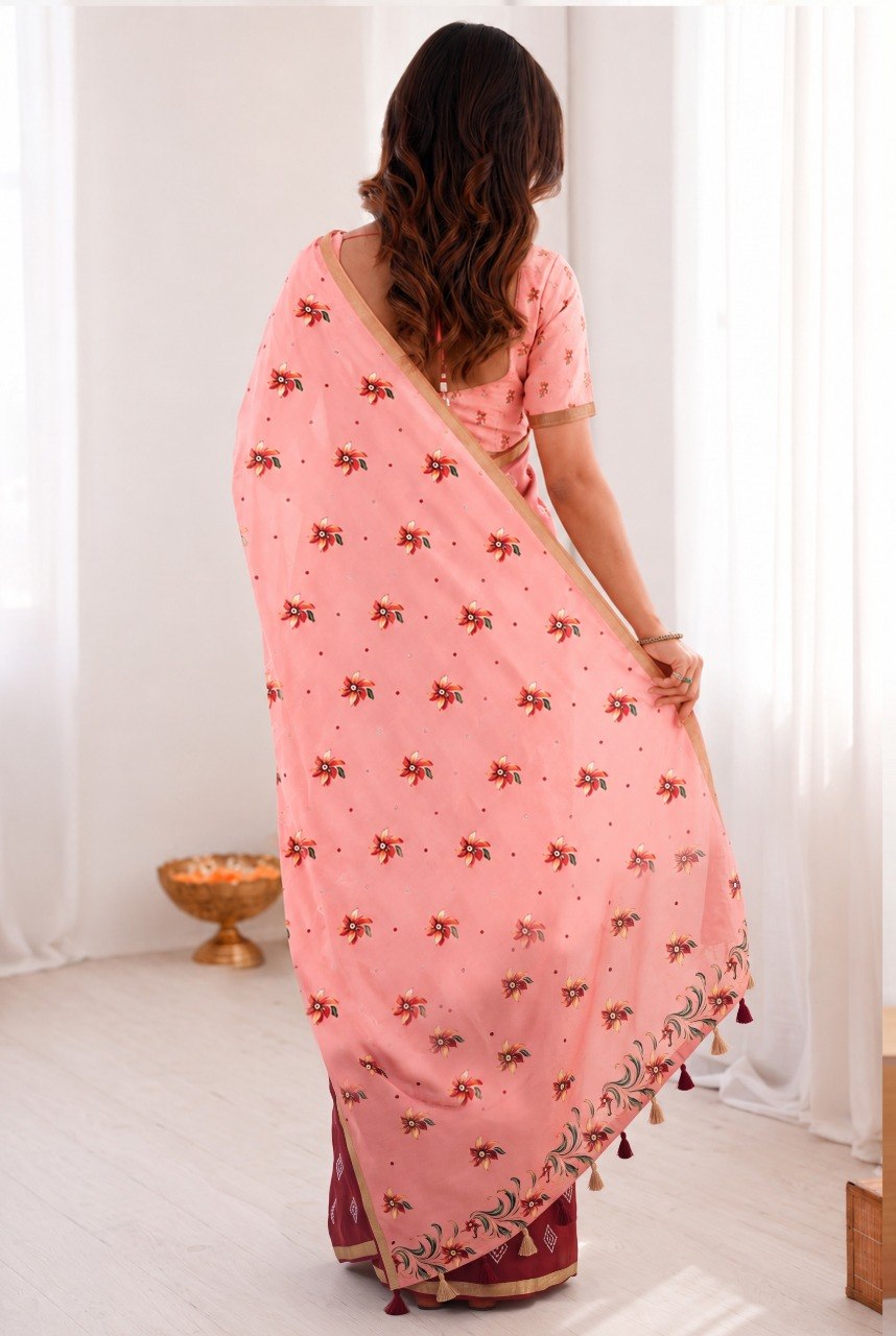 Women’s Mul Cotton Silk Bandhej Saree with Traditional Zari Border SurMira Fashion