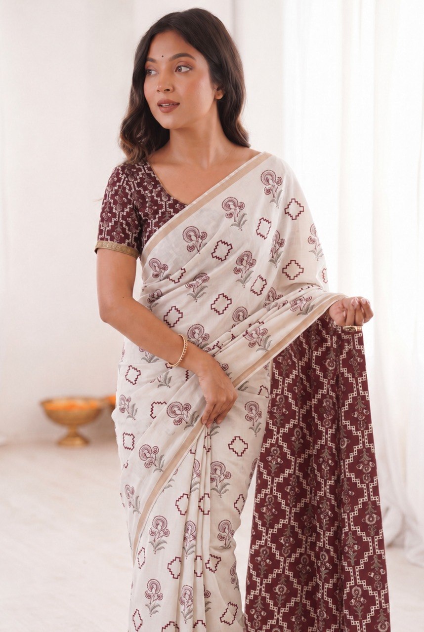Women’s Mul Cotton Silk Bandhej Saree with Traditional Zari Border SurMira Fashion