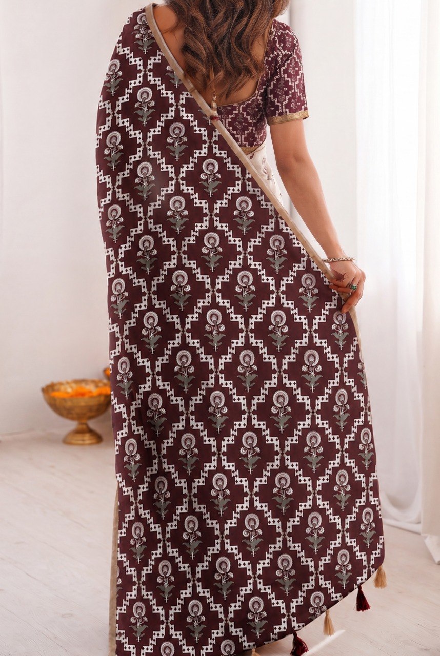 Women’s Mul Cotton Silk Bandhej Saree with Traditional Zari Border SurMira Fashion