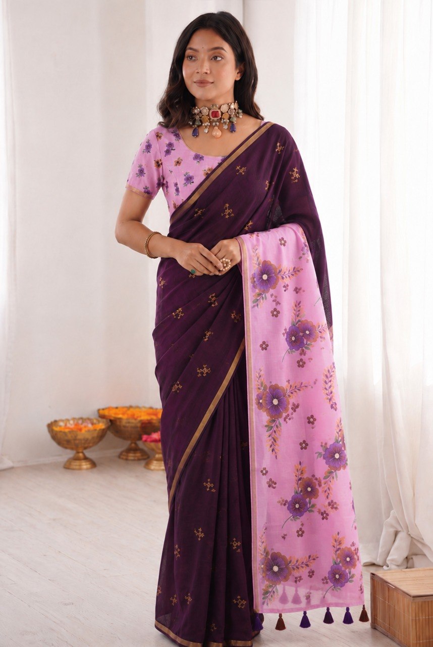 Women’s Mul Cotton Silk Bandhej Saree with Traditional Zari Border SurMira Fashion