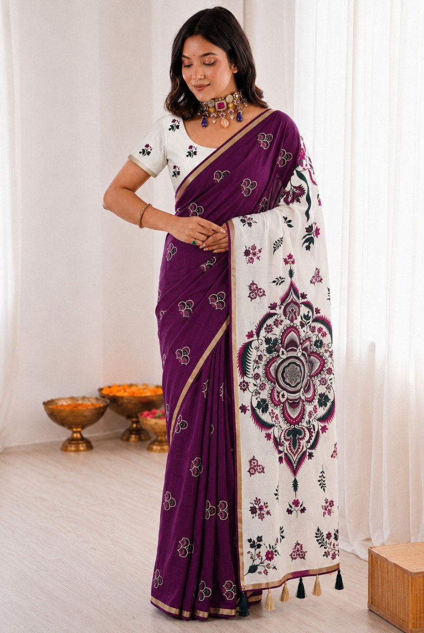 Women’s Mul Cotton Silk Bandhej Saree with Traditional Zari Border SurMira Fashion